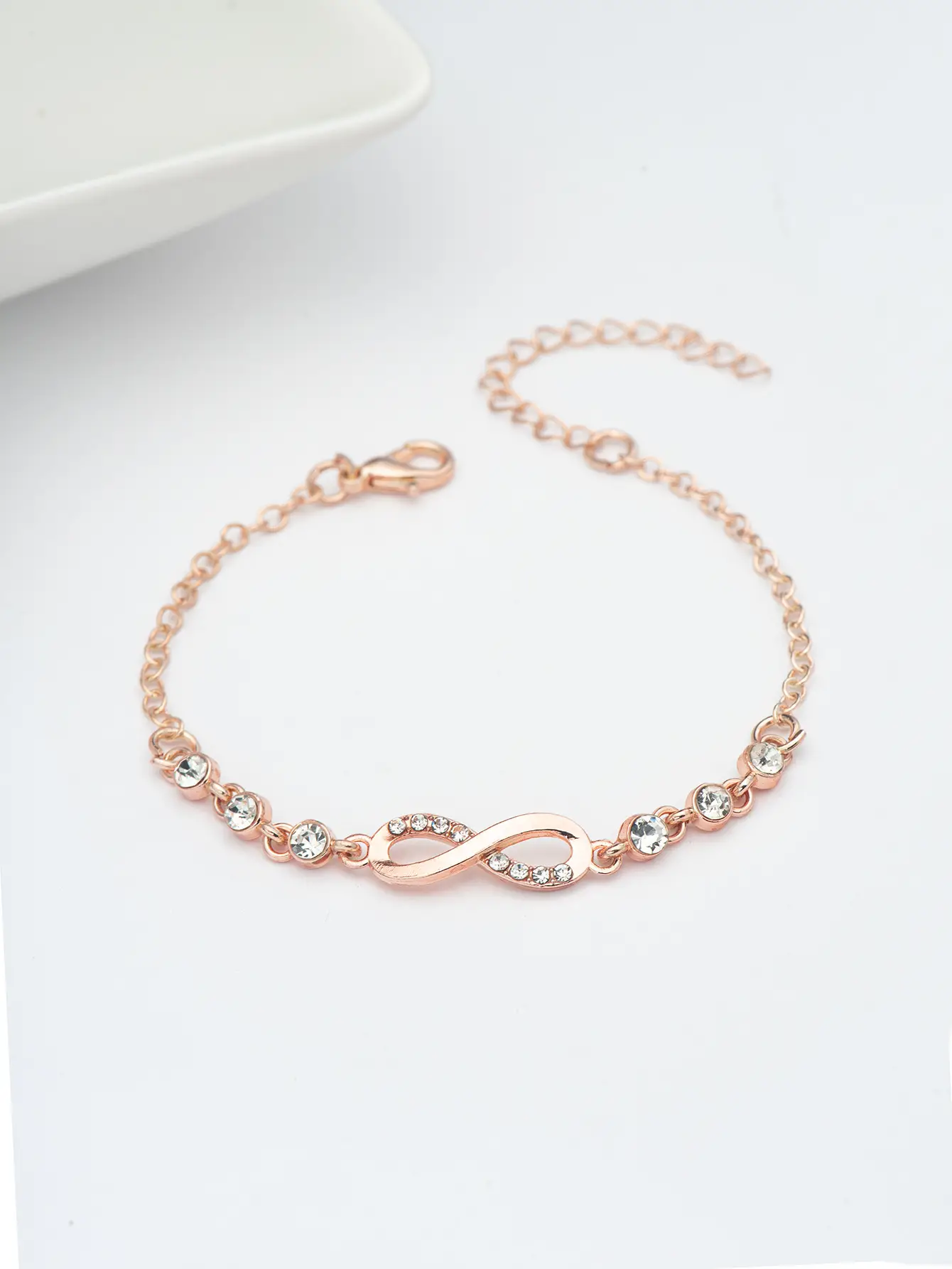 Geometric Infinity Loop 8-Character Charm Bracelet